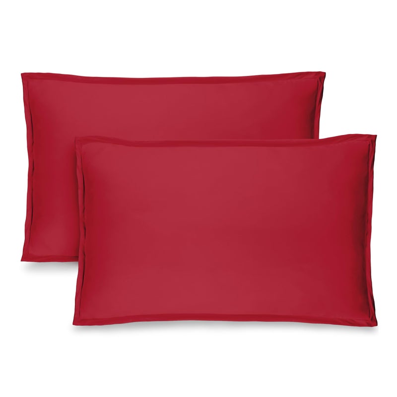 Bare Home King Pillow Sham Covers - Set of 2 - Premium 1800 Ultra-Soft Microfiber - Double Brushed - Stain & Fade Resistant - Bed Pillow Shams - Pillows Not Included (Set of 2, Red) - Image 1